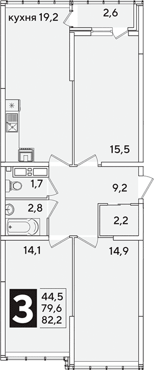 Продается 4-комн. квартира, 82.2 м²
