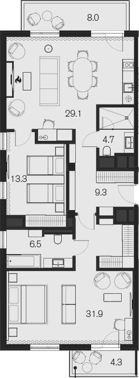 Продается 2-комн. квартира, 94.8 м²