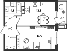 Продается 1-комн. квартира, 38.3 м²