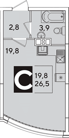 Продается 1-комн. квартира, 26.5 м²
