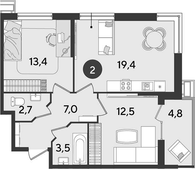 Продается 3-комн. квартира, 58.5 м²