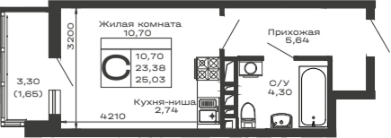 Продается 1-комн. квартира, 23.38 м²
