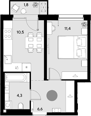 Продается 1-комн. квартира, 32.8 м²