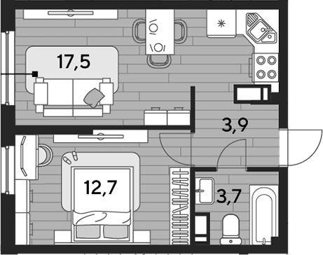 Продается 1-комн. квартира, 37.8 м²