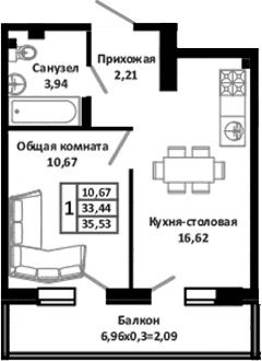 Продается 2-комн. квартира, 32.6 м²
