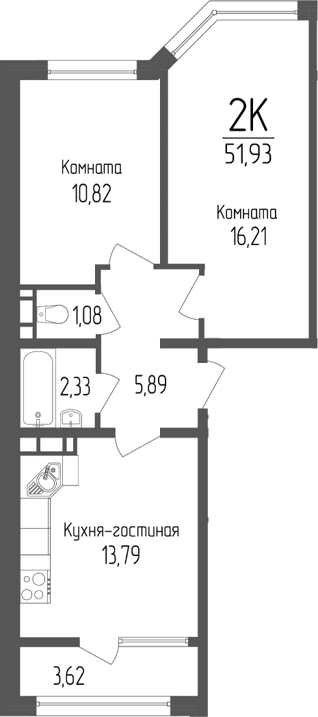 Продается 2-комн. квартира, 50.12 м²