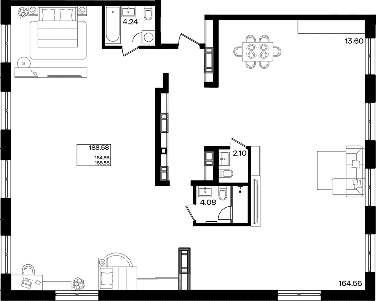 Продается 1-комн. квартира, 188.58 м²