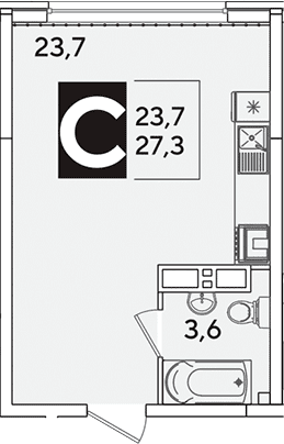 Продается 1-комн. квартира, 27.3 м²