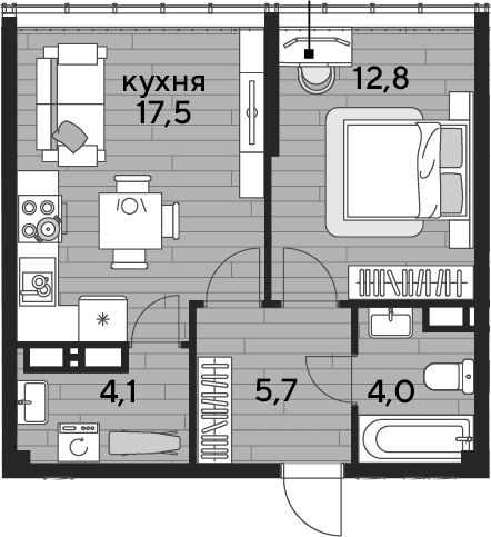 Продается 1-комн. квартира, 44.1 м²