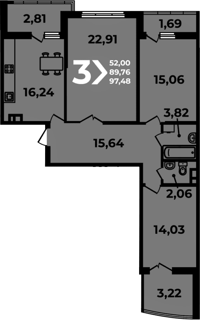 Продается 4-комн. квартира, 89.76 м²