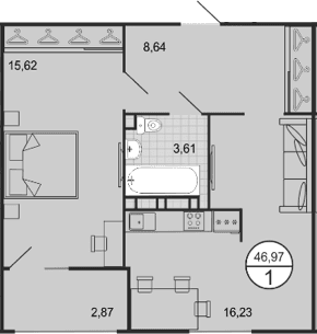 Продается 2-комн. квартира, 44.1 м²