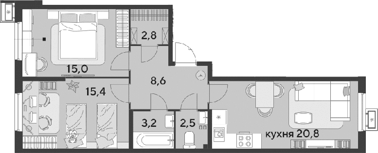 Продается 3-комн. квартира, 68.3 м²