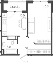 Продается 1-комн. квартира, 37.8 м²