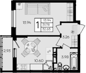 Продается 1-комн. квартира, 31.78 м²
