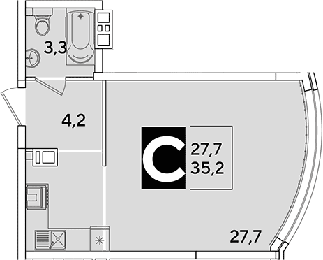Продается 1-комн. квартира, 35.2 м²