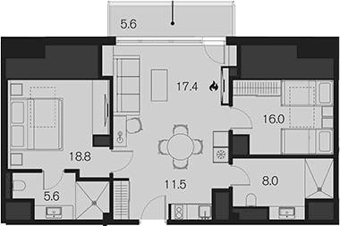Продается 2-комн. квартира, 77.3 м²
