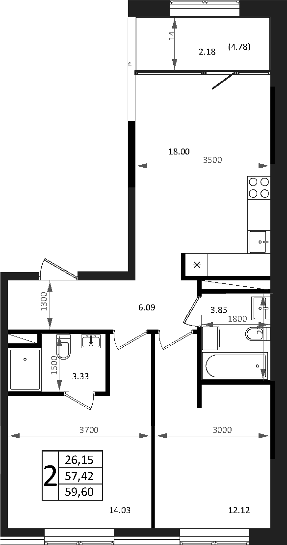 Продается 3-комн. квартира, 57.96 м²