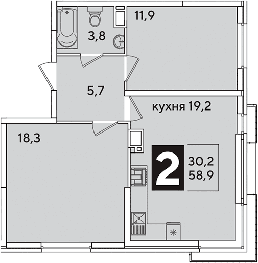 Продается 3-комн. квартира, 58.9 м²