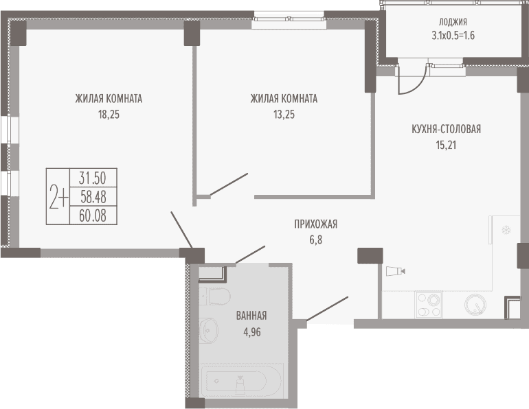 Продается 3-комн. квартира, 60.5 м²