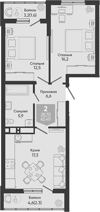 Продается 3-комн. квартира, 58.5 м²