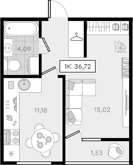 Продается 1-комн. квартира, 35.19 м²