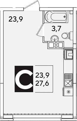 Продается 1-комн. квартира, 27.6 м²