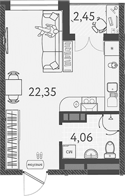 Продается 1-комн. квартира, 26.39 м²