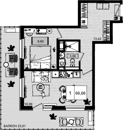 Продается 2-комн. квартира, 43.07 м²