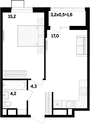 Продается 1-комн. квартира, 40.7 м²