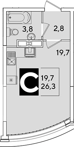 Продается 1-комн. квартира, 26.3 м²