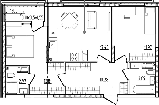 Продается 2-комн. квартира, 60.61 м²