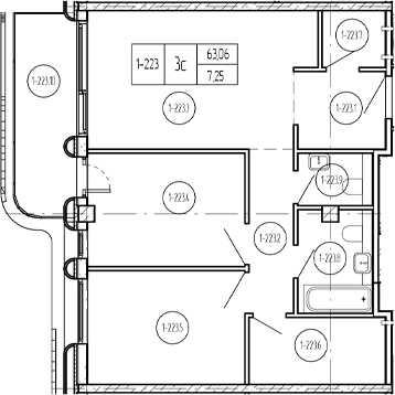 Продается 3-комн. квартира, 64.18 м²