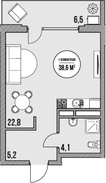 Продается 1-комн. квартира, 32.1 м²