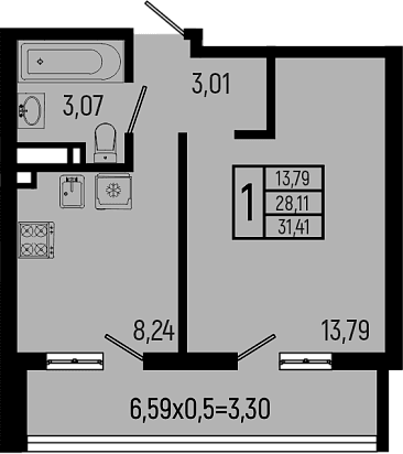 Продается 1-комн. квартира, 28.11 м²
