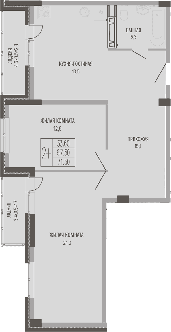 Продается 3-комн. квартира, 70.85 м²