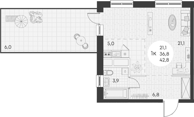 Продается 1-комн. квартира, 36.8 м²