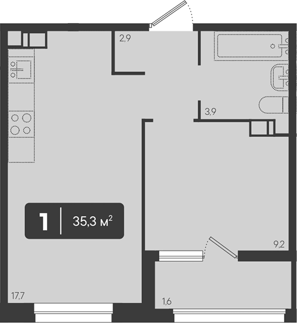 Продается 1-комн. квартира, 33.7 м²