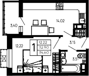 Продается 1-комн. квартира, 32.9 м²
