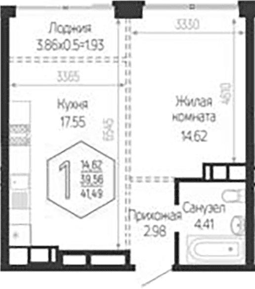 Продается 2-комн. квартира, 39.56 м²
