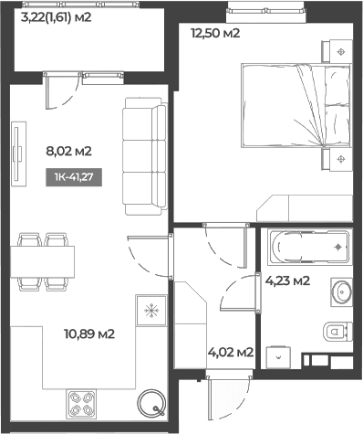 Продается 1-комн. квартира, 39.66 м²