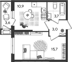 Продается 1-комн. квартира, 33.3 м²