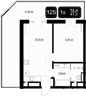 Продается 2-комн. квартира, 41 м²