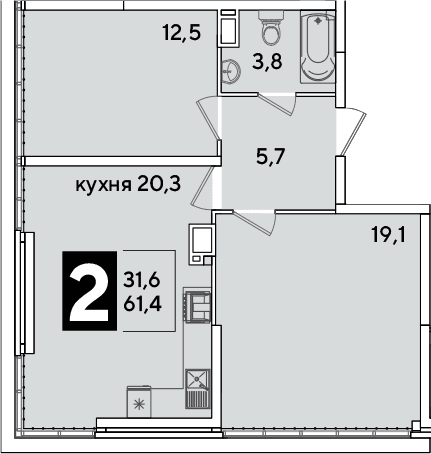 Продается 3-комн. квартира, 61.4 м²