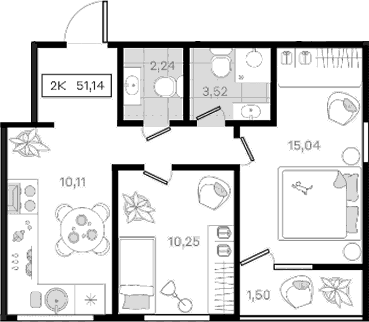 Продается 2-комн. квартира, 49.64 м²