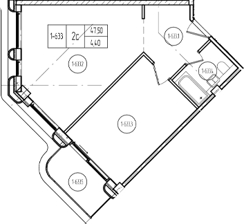 Продается 1-комн. квартира, 47.56 м²