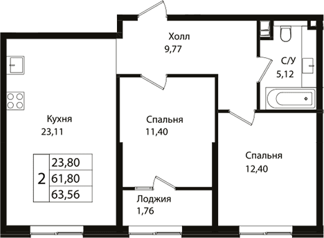 Продается 3-комн. квартира, 61.2 м²