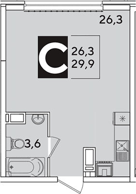 Продается 1-комн. квартира, 29.9 м²