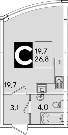 Продается 1-комн. квартира, 26.8 м²