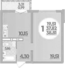 Продается 1-комн. квартира, 37.82 м²