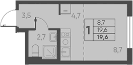 Продается 1-комн. квартира, 19.6 м²